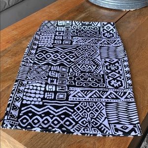 Black and white tribal pencil skirt size S